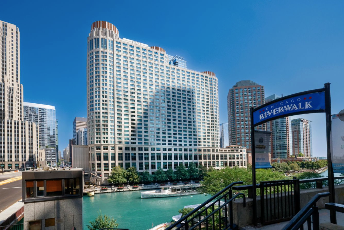 Sheraton Grand Chicago exterior on the Riverwalk